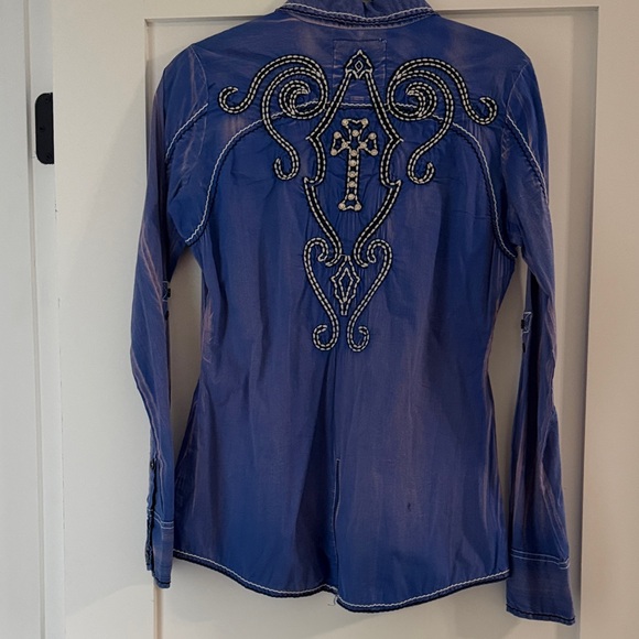ROAR Cowgirl Blue Embroidered Blouse - Picture 4 of 4